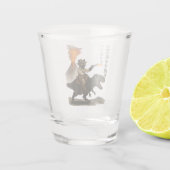Epic Black Cat Cowboy Riding Dinosaur with Volcano Schnapsglas (Rückseite)