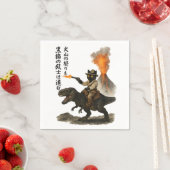 Epic Black Cat Cowboy Riding Dinosaur with Volcano Serviette (Beispiel)