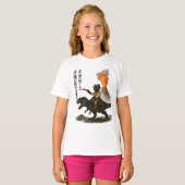 Epic Black Cat Cowboy Riding Dinosaur with Volcano T-Shirt (Vorne ganz)
