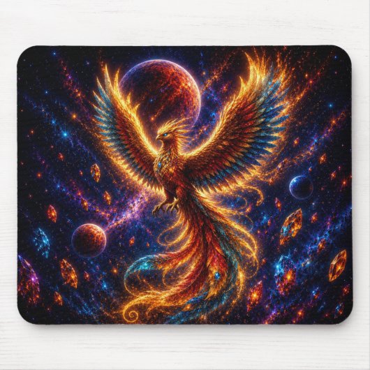Epic Blue & Gold Celestial Phoenix Mouse Pad Mousepad (Vorne)