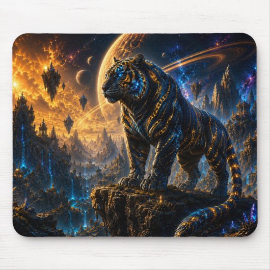 Epic Blue & Gold Celestial Tiger Mouse Pad Mousepad (Vorne)