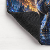 Epic Blue & Gold Celestial Wolf Mouse Pad Mousepad (Ecke)