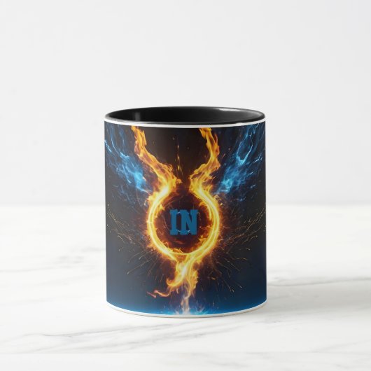 Epic Blue Orange Fire Ring Elemental Magic Tasse (Zentrum)