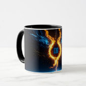 Epic Blue Orange Fire Ring Elemental Magic Tasse (Vorderseite Links)