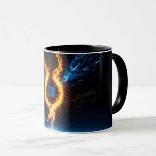 Epic Blue Orange Fire Ring Elemental Magic Tasse (VorderseiteRechts)