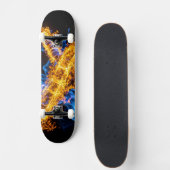 Epic Blue Orange Flame Abstract Magic Energy Skateboard (Vorne)