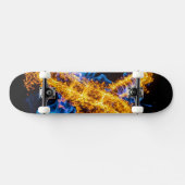 Epic Blue Orange Flame Abstract Magic Energy Skateboard (Horizontal)