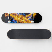 Epic Blue Orange Flame Abstract Magic Energy Skateboard (Horizontal)