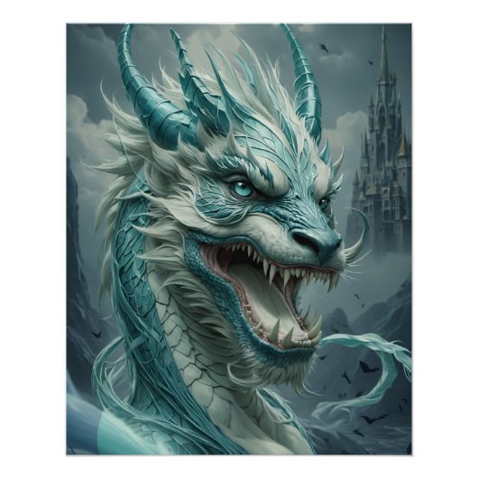 Epic Blue Storm Dragon Poster (Vorderseite)