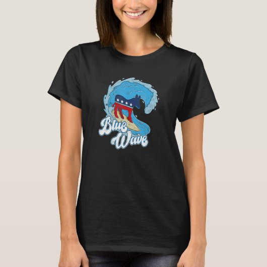 Epic Blue Wave Surfing Demokrat Donkey T-Shirt (Vorderseite)