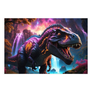 Epic Cosmic Dinosaur Fantasy Lebendige Landschaft Fotodruck