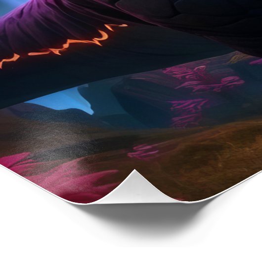 Epic Cosmic Dinosaur Fantasy Lebendige Landschaft Poster (Ecke)