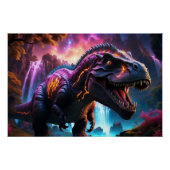 Epic Cosmic Dinosaur Fantasy Lebhafte Landschaftsp Poster (Vorderseite)