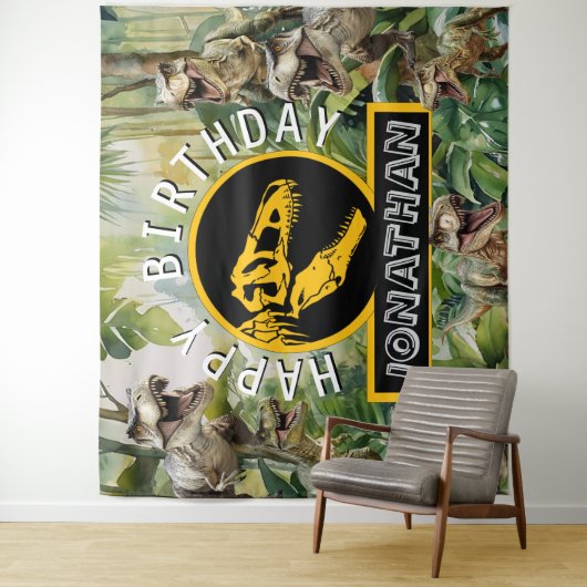Epic Dino Birthday Background Wandteppich (Beispiel)