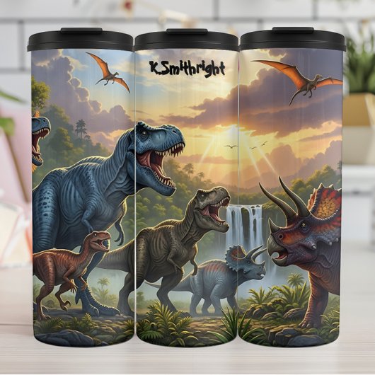 Epic Dinosaur Valley Waterfall Sunset Thermosbecher