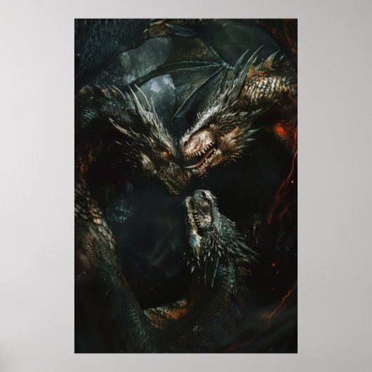 Epic Dragon Battle Fantasy Poster (Vorne)