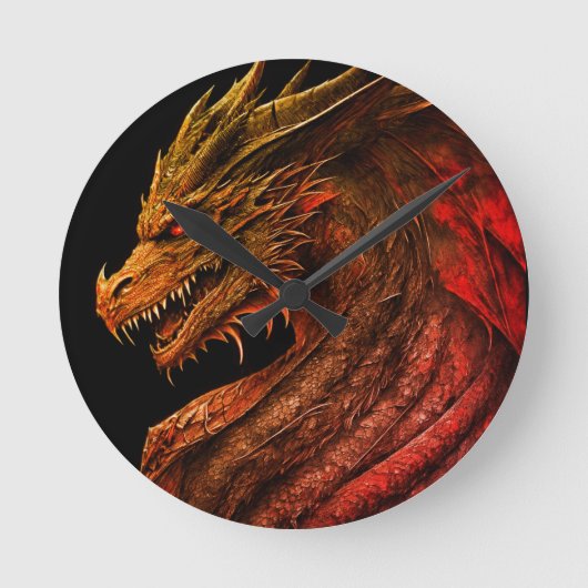 Epic Dragon Retro Clock Runde Wanduhr (Vorderseite)