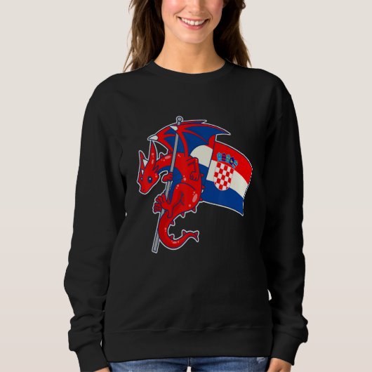 Epic Dragon With Croatia Flag Croatian Sweatshirt (Vorderseite)