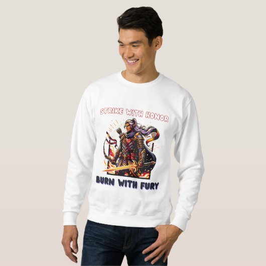Epic Elven Warrior mit Flammenschwert Sweatshirt (Vorne ganz)