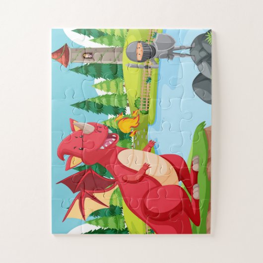 Epic Fantasy Adventure - Knight vs Dragon Puzzle (Vertikal)