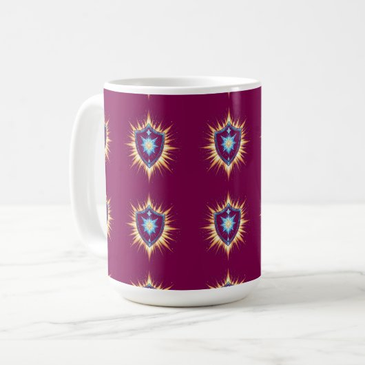 Epic Fantasy Shield with Radiant Energy Burst – Ma Kaffeetasse (Vorderseite Links)