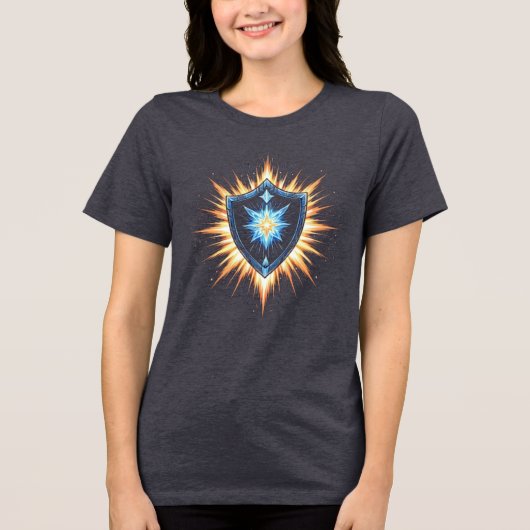 Epic Fantasy Shield with Radiant Energy Burst – Ma Tri-Blend Shirt (Vorderseite)