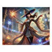 Epic Female Wizard Battle Posters Magic Power Poster (Vorderseite)
