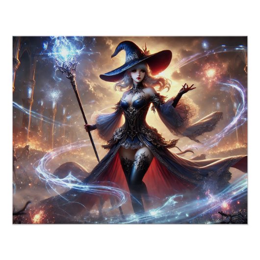 Epic Female Wizard Battle Posters Magic Power Poster (Vorderseite)