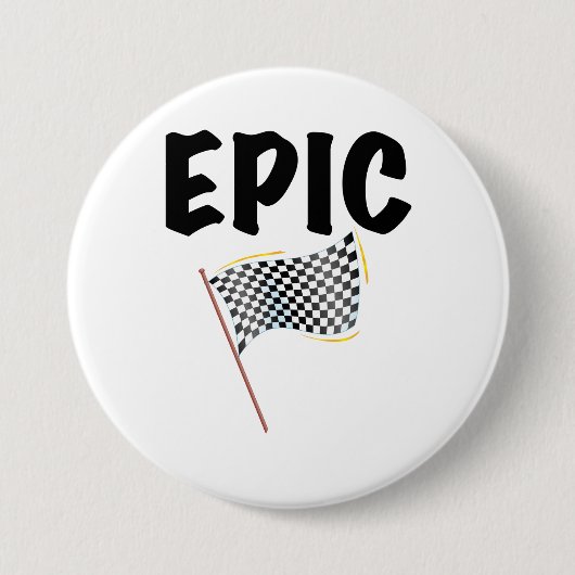 Epic Finish Line Checkered Racing Flag Button (Vorderseite)