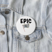 Epic Finish Line Checkered Racing Flag Button (Beispiel)