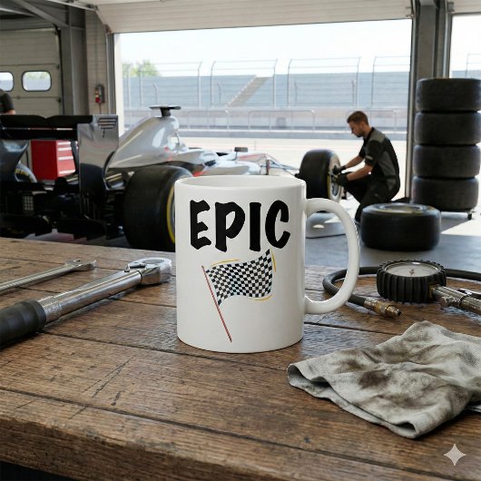 Epic Finish Line Checkered Racing Flag Kaffeetasse