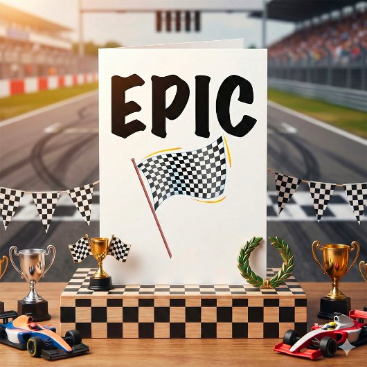 Epic Finish Line Checkered Racing Flag Karte
