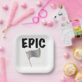 Epic Finish Line Checkered Racing Flag Pappteller (Party)