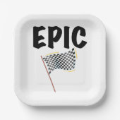 Epic Finish Line Checkered Racing Flag Pappteller (Vorderseite)