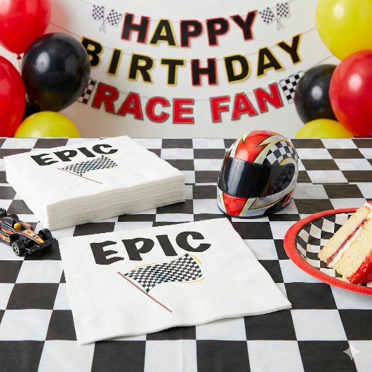 Epic Finish Line Checkered Racing Flag Serviette