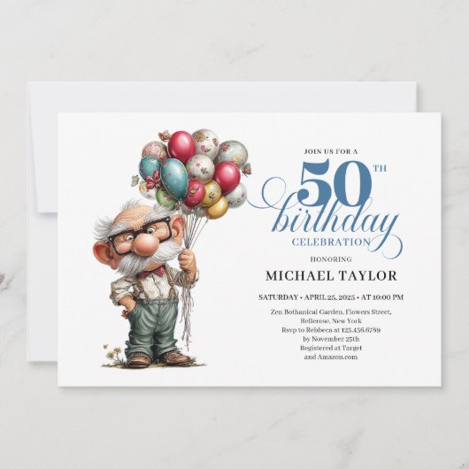 Epic Funny Man 50th Bash Whimsical Party Invite Einladung (Vorderseite)