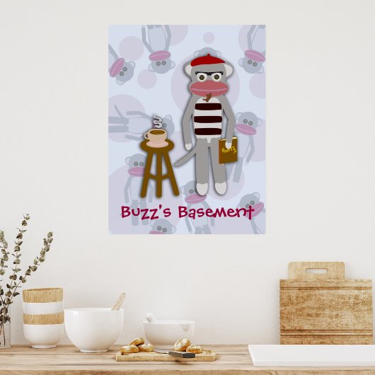 Epic Funny Retro Cool Beatnik Sock Affe Cartoon Poster (Küche)