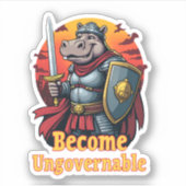 Epic Gladiator Warrior Moo Deng Hippo wird Ungov Aufkleber (Vorderseite)