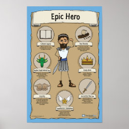 Epic Hero Classroom Postings - BLAUE Hintergrund Poster