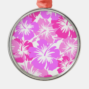 Epic Hibiskus Hawaiian Floral Aloha Shirt drucken Silbernes Ornament