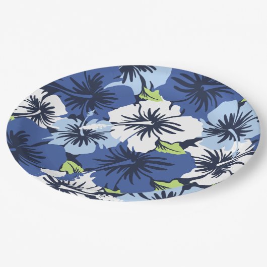 Epic Hibiskus Hawaiian Floral Pappteller (Schrägansicht)