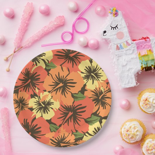 Epic Hibiskus Hawaiian Floral Pappteller (Party)