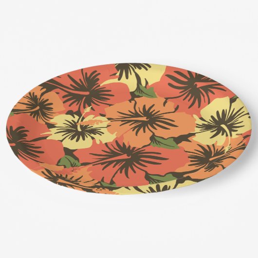 Epic Hibiskus Hawaiian Floral Pappteller (Schrägansicht)