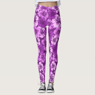 Epic Hibiskus Hawaiian Tropical Floral Violet Leggings