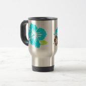 "Epic Hibiskus" in Brown/Turq Travel Mug Reisebecher (Vorderseite Links)