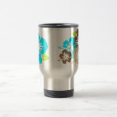 "Epic Hibiskus" in Brown/Turq Travel Mug Reisebecher (Mittel)