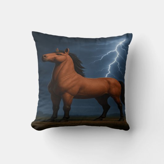 Epic Horse Throw Kissen | 3D Fantasy Thunderstorm (Vorderseite)