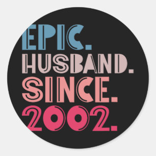 Epic Husband Seit 2002 20. Hochzeitstag Runder Aufkleber