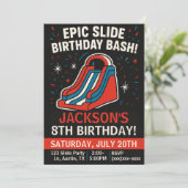Epic Inflatable Slide Birthday Party Invitation Einladung (Stehend Vorderseite)