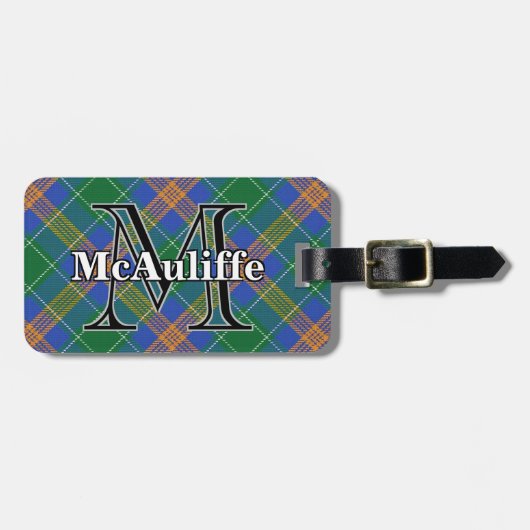 Epic Ireland Clan MacAuliffe McAuliffe Tartan Gepäckanhänger (Vorderseite horizontal)